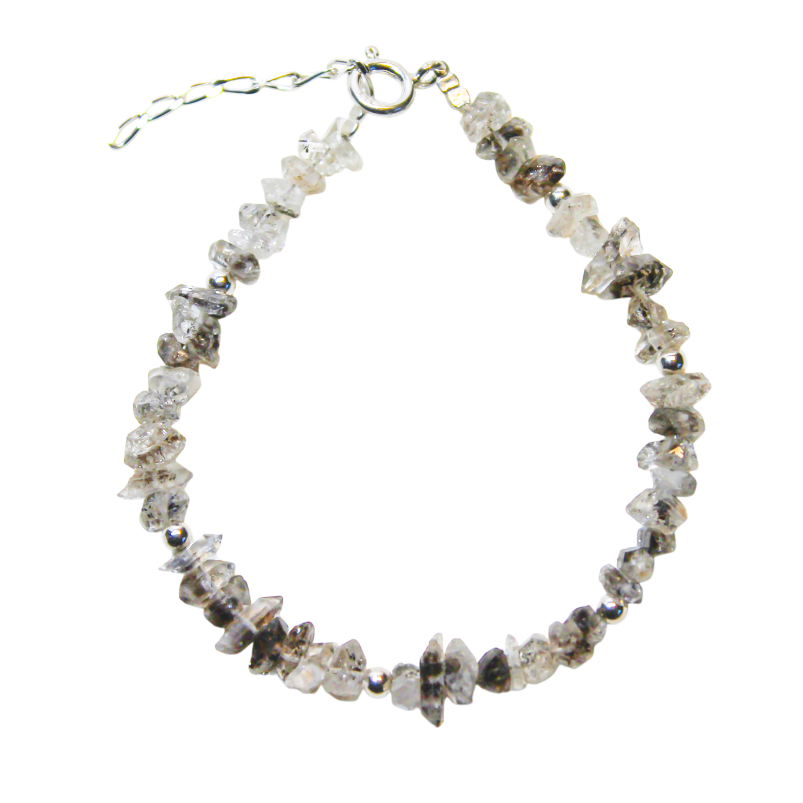 PULSERA CUARZO RUTILADO BOLITAS PLATA FINA 925 - 1