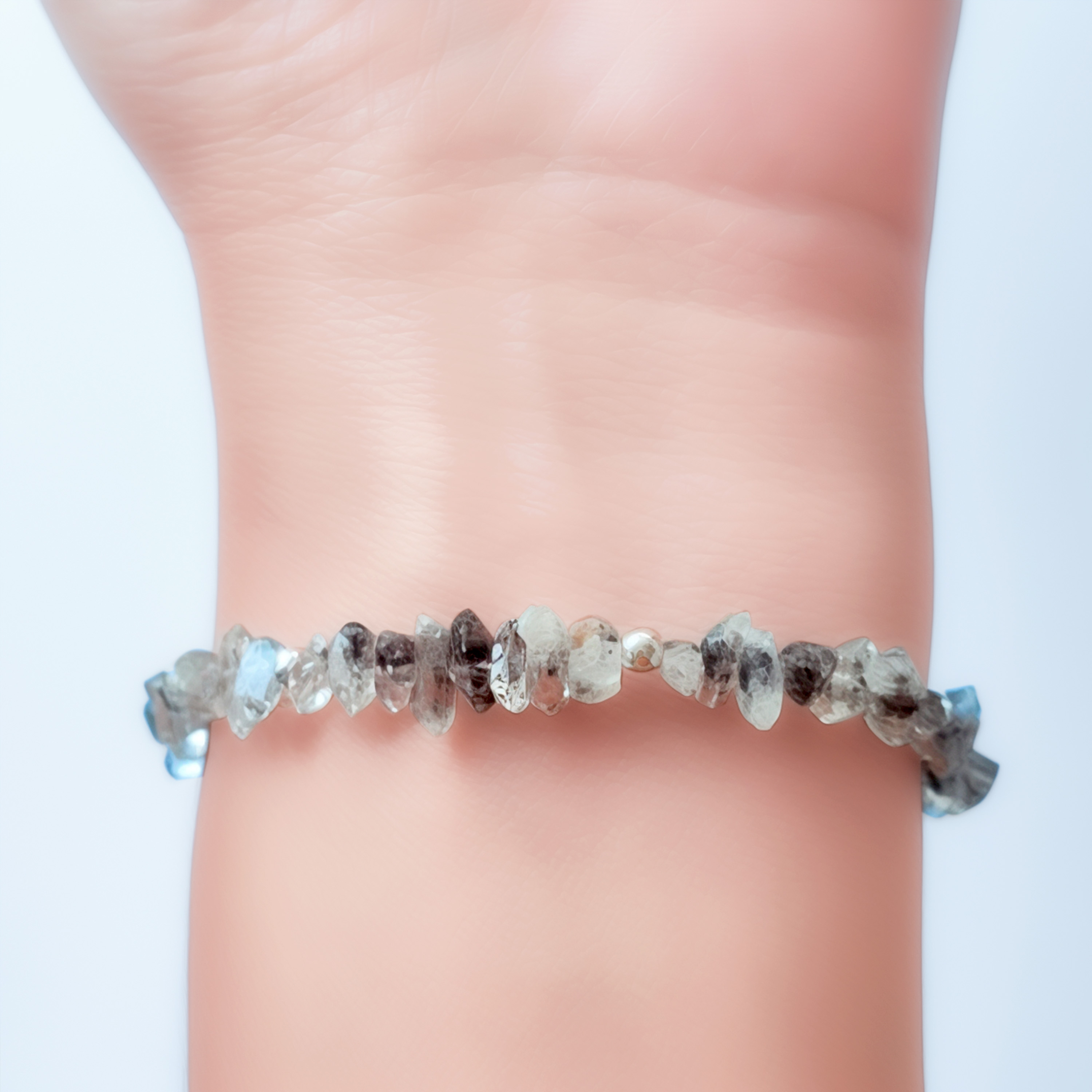 PULSERA CUARZO RUTILADO BOLITAS PLATA FINA 925 - 4