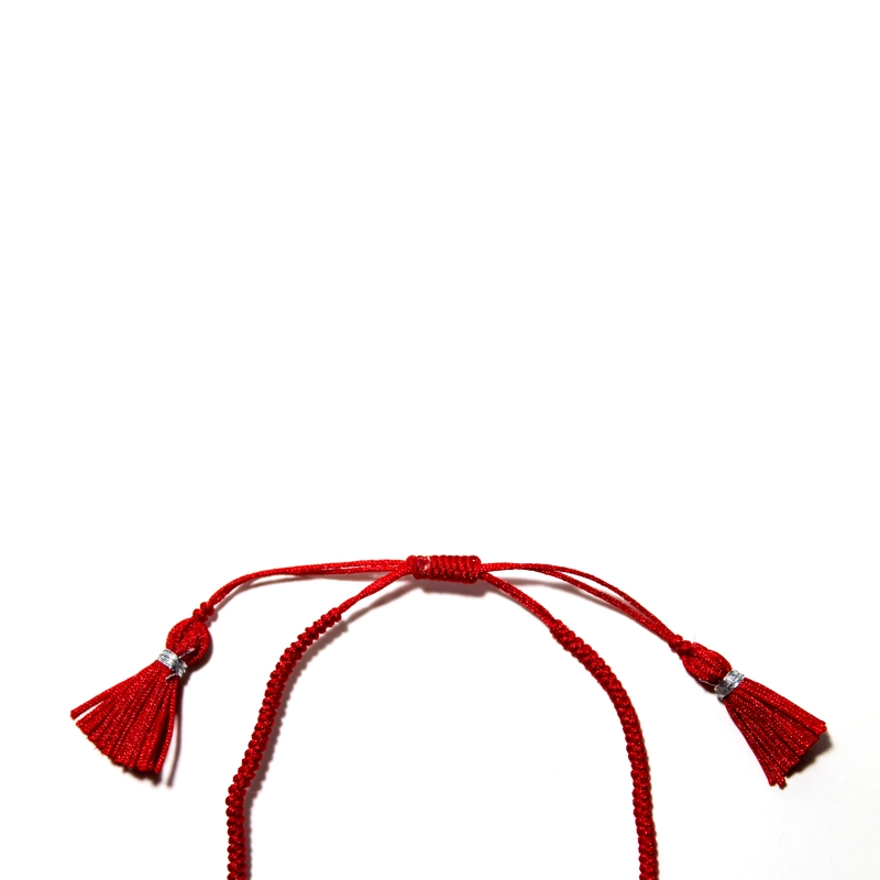 PULSERA TUBO CORDÓN EN COLOR ROJO PLATA FINA 925 - 3