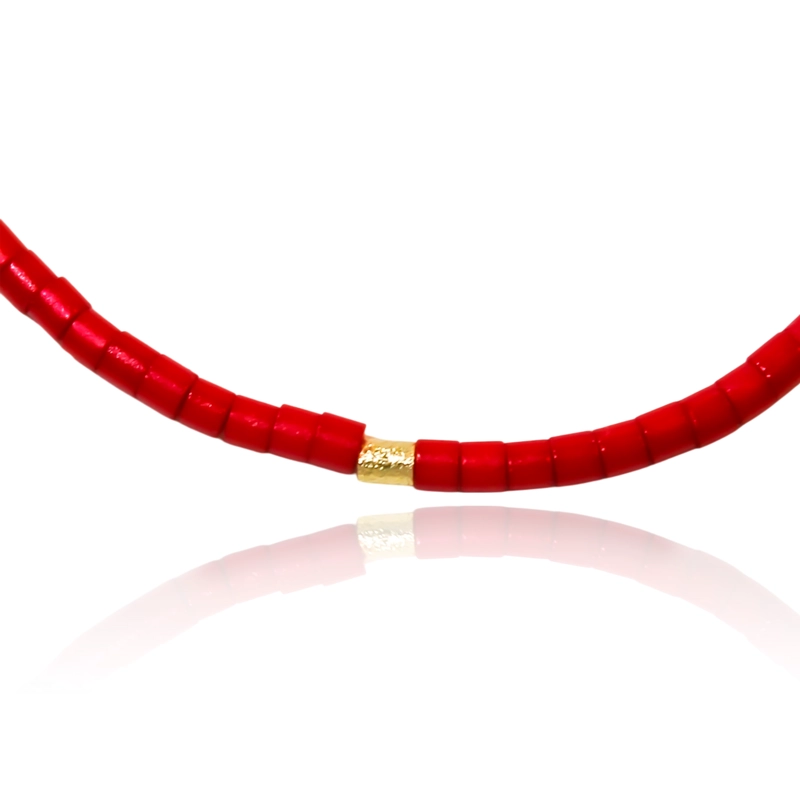 PULSERA MOSTACILLA EN EN COLOR ROJO ENCHAPADA ORO 18K - 2