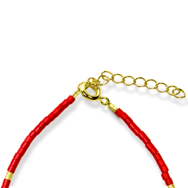 PULSERA MOSTACILLA EN EN COLOR ROJO ENCHAPADA ORO 18K - 3