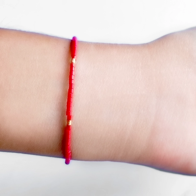PULSERA MOSTACILLA EN EN COLOR ROJO ENCHAPADA ORO 18K - 4