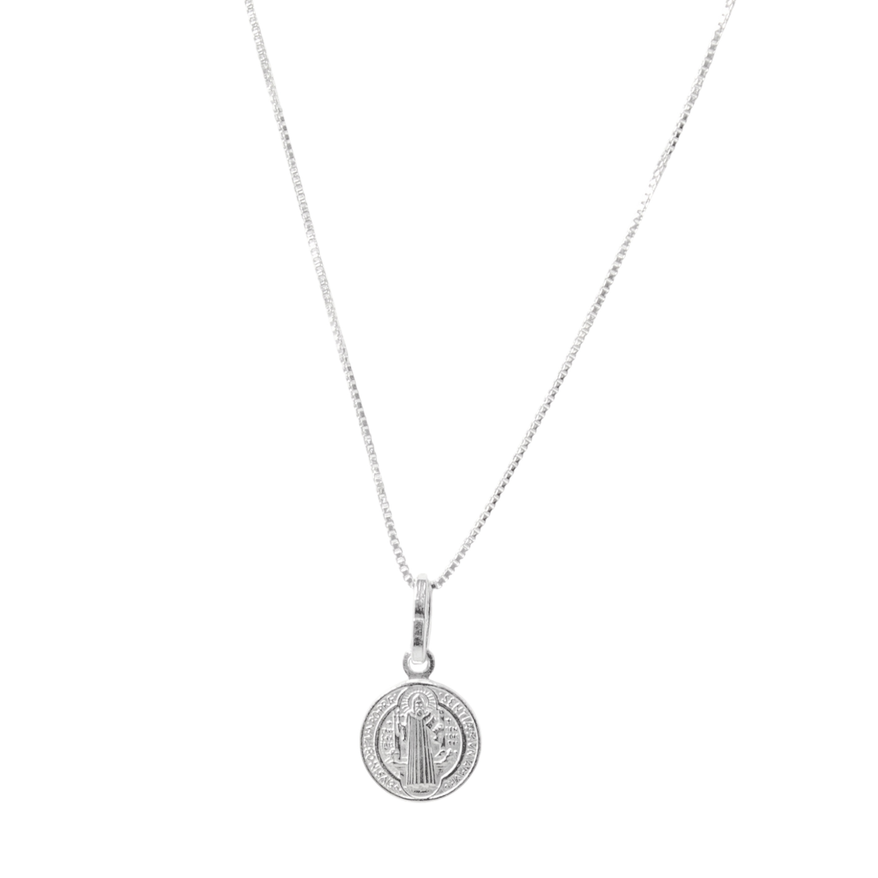 COLLAR MEDALLA SAN BENITO VENECIANA PLATA FINA 925 - 1