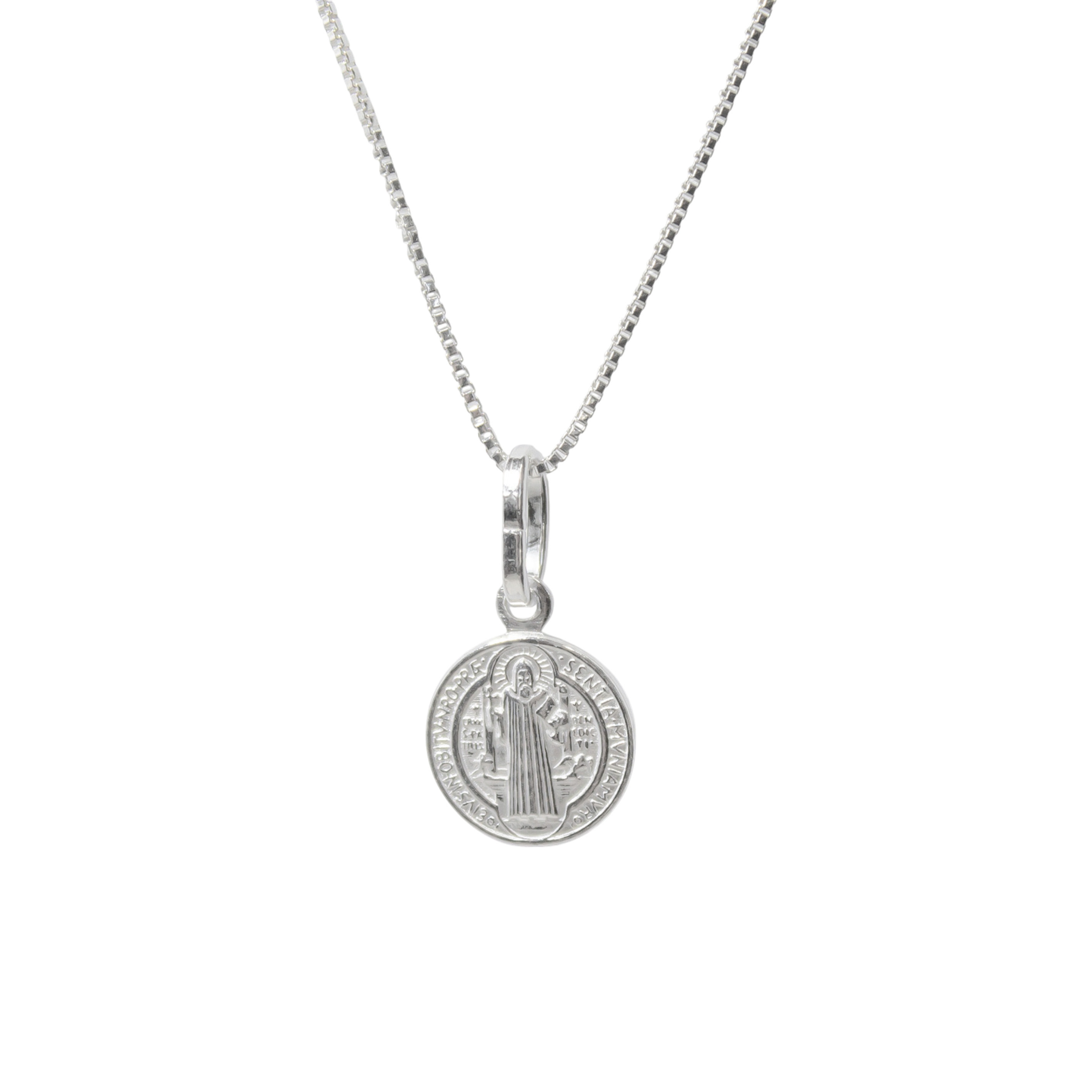 COLLAR MEDALLA SAN BENITO VENECIANA PLATA FINA 925 - 2