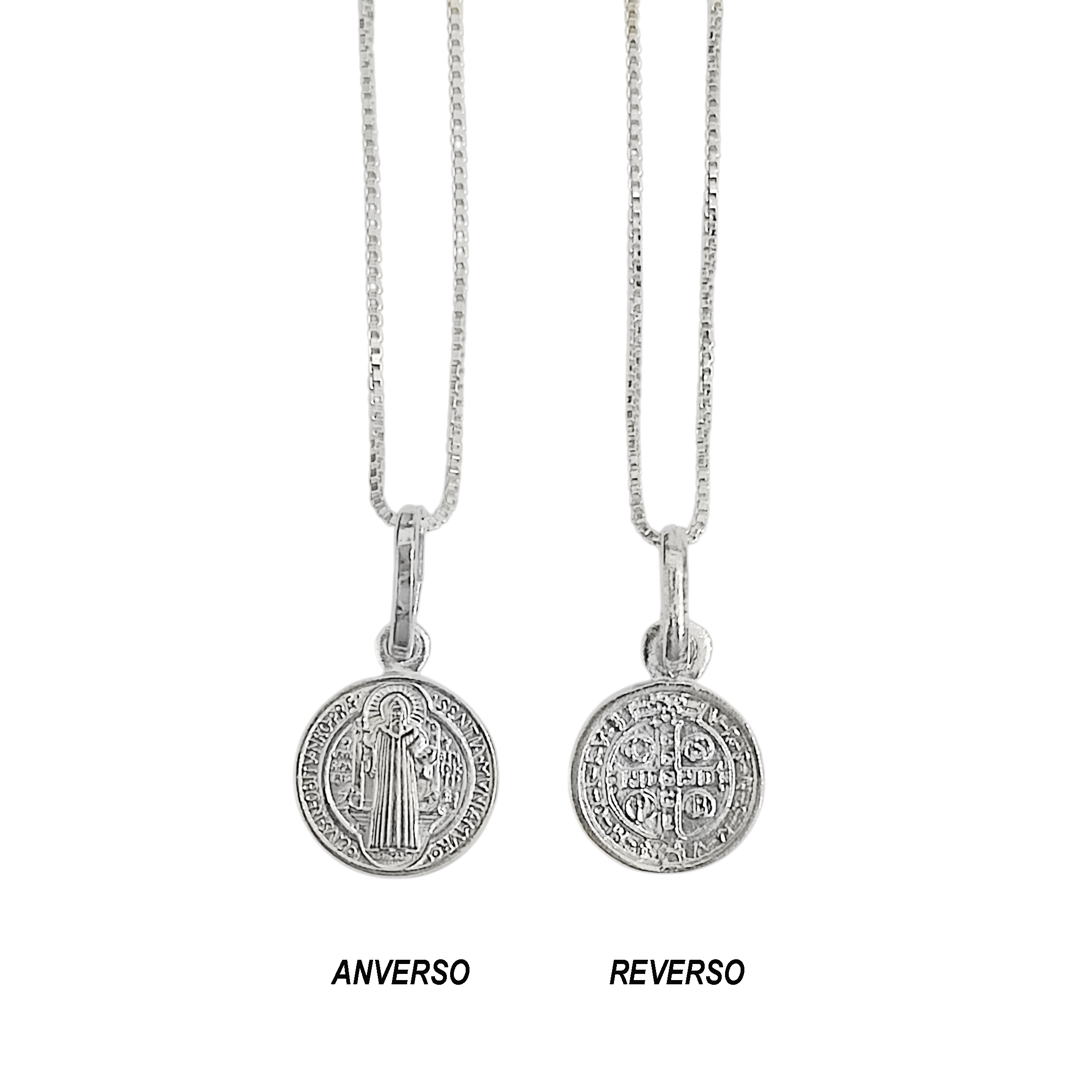 COLLAR MEDALLA SAN BENITO VENECIANA PLATA FINA 925 - 7