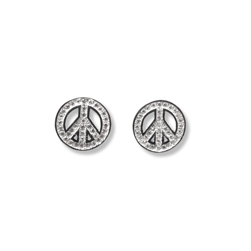 AROS SIMBOLO DE LA PAZ CIRCONES PLATA FINA 925 - 1