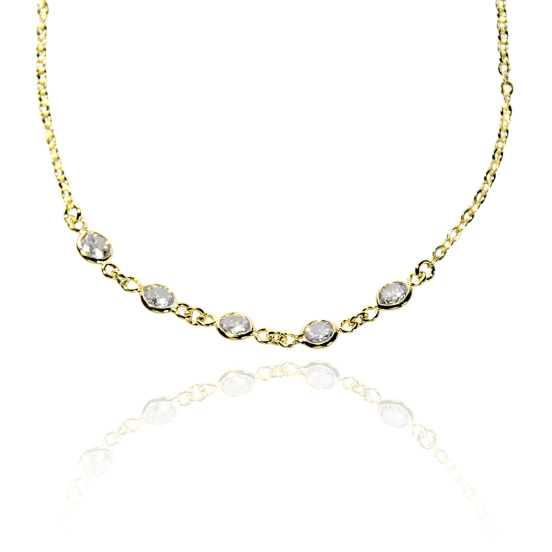 TOBILLERA 5 CIRCONES EN COLOR BLANCO ENCHAPADO ORO 18K - 2