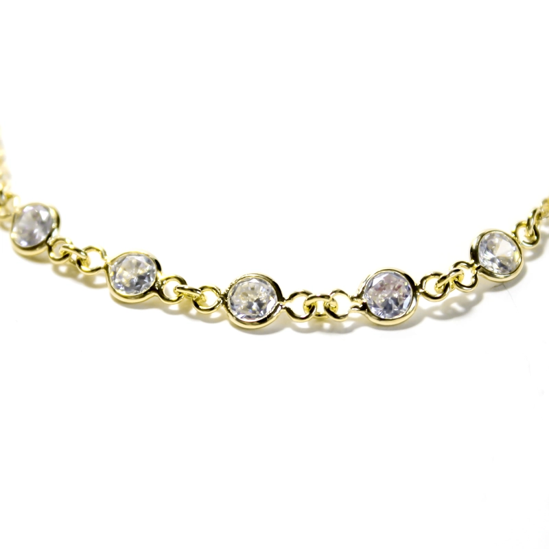 TOBILLERA 5 CIRCONES EN COLOR BLANCO ENCHAPADO ORO 18K - 3