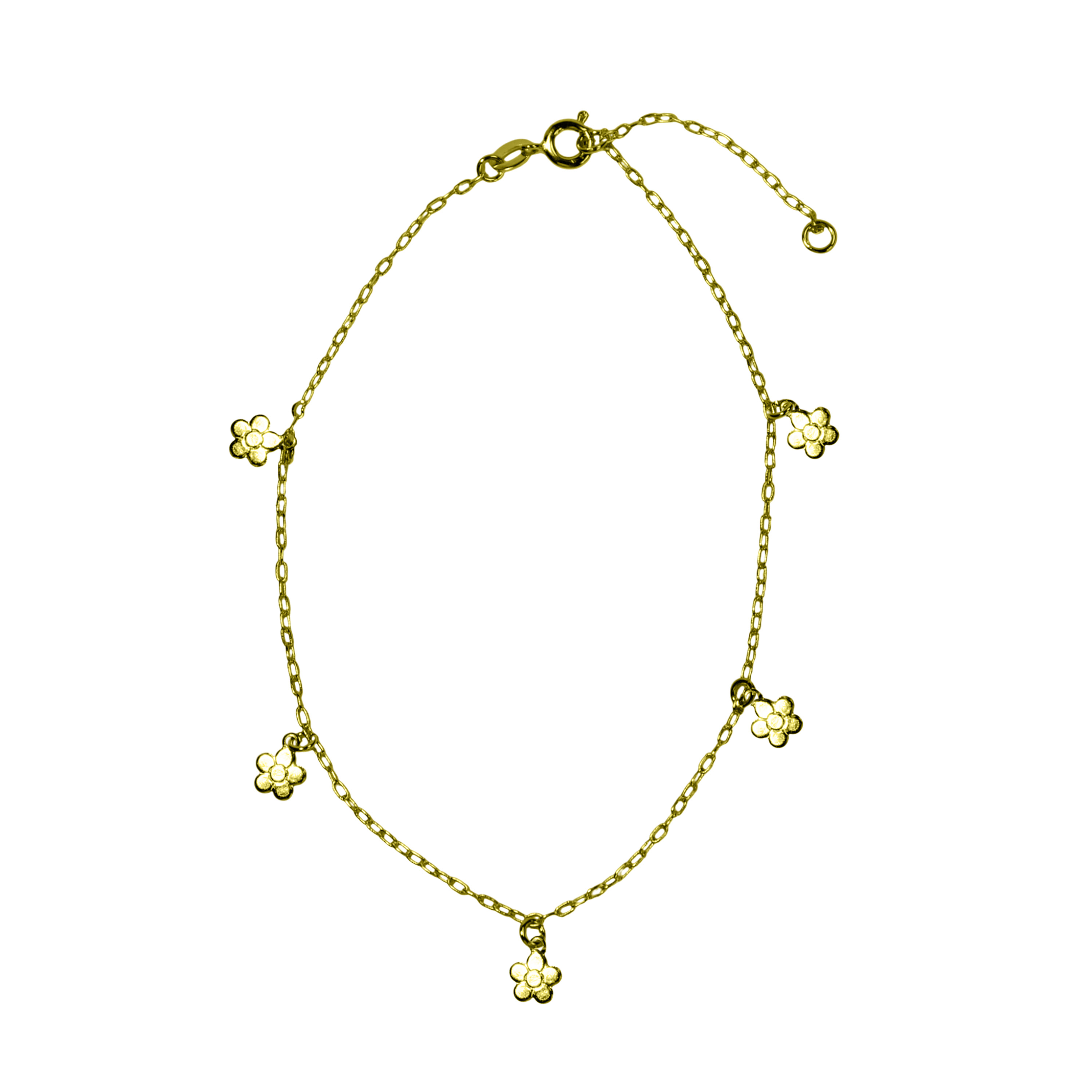 TOBILLERA 5 MARGARITAS ENCHAPADO ORO 18K - 1