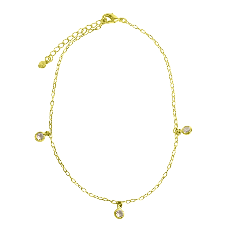 TOBILLERA 3 CIRCONES EN COLOR BLANCOS ENCHAPADO ORO 18K - 1