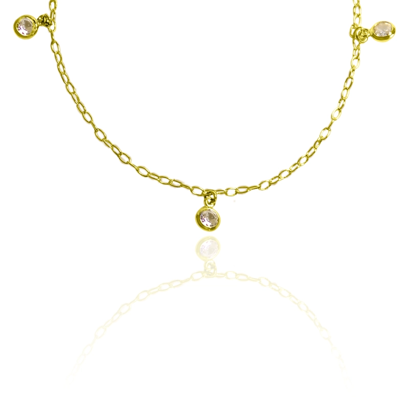 TOBILLERA 3 CIRCONES EN COLOR BLANCOS ENCHAPADO ORO 18K - 2