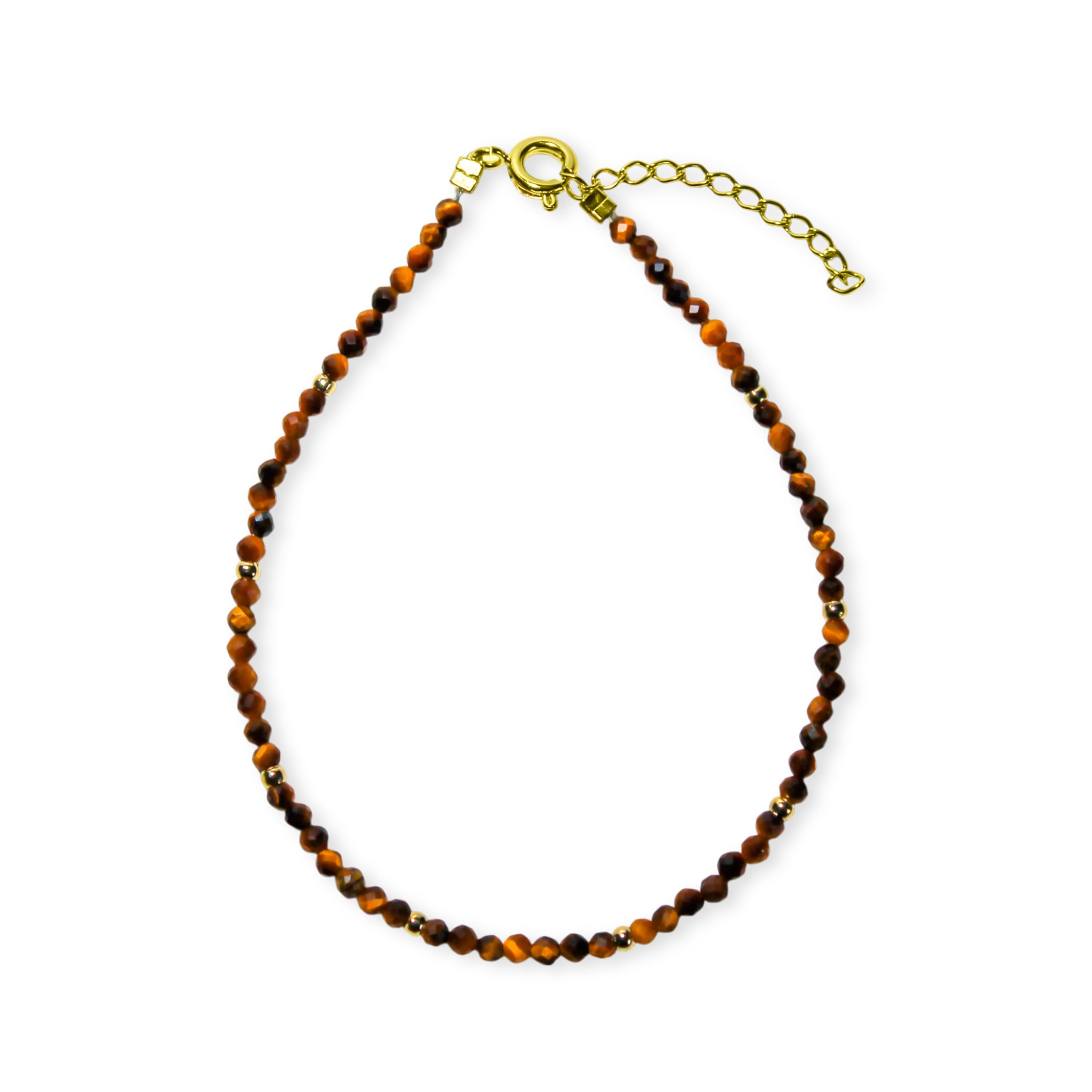 PULSERA OJO DE TIGRE MOSTACILLA ENCHAPADO ORO 18K - 1