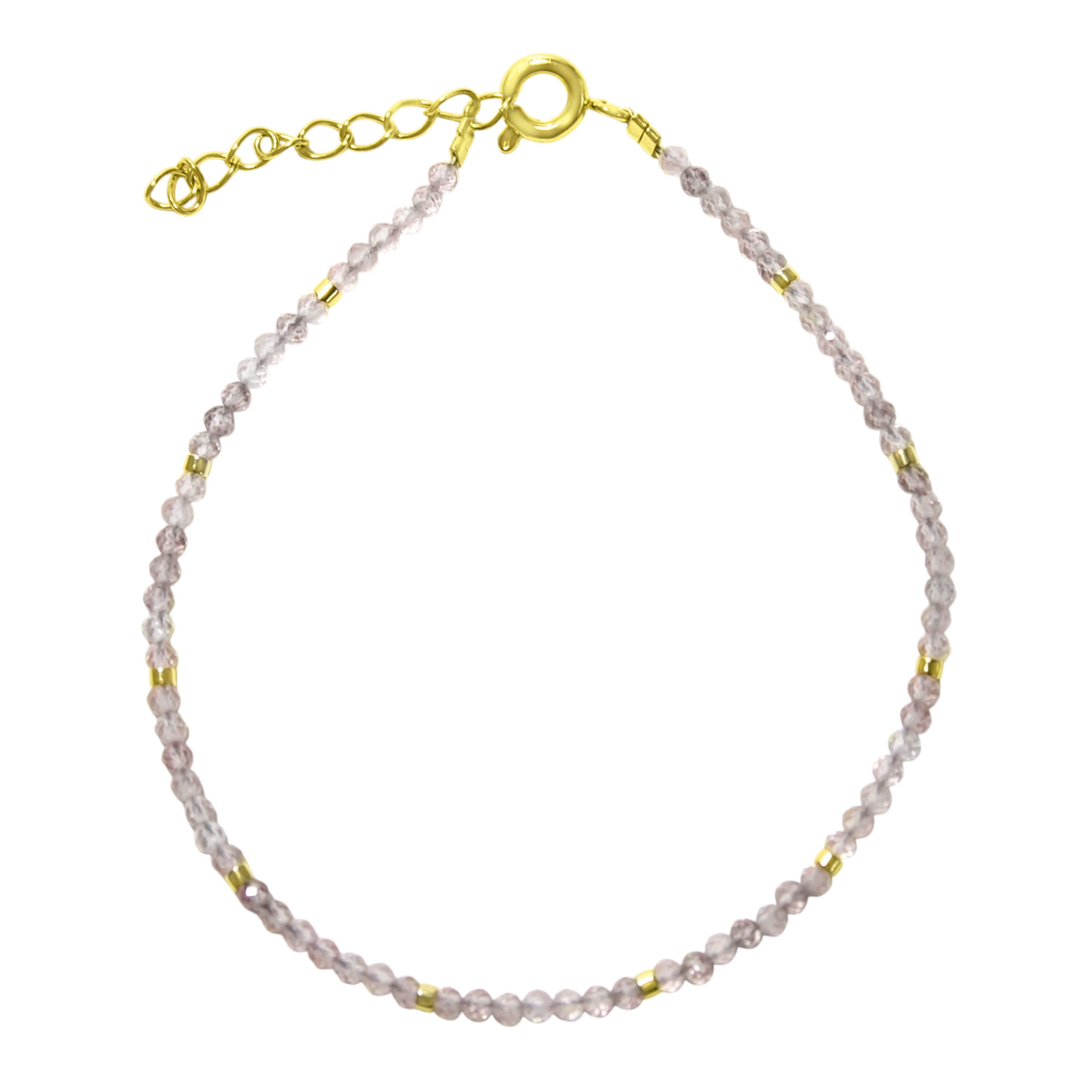 PULSERA CUARZO ROSA MOSTACILLA ENCHAPADO ORO 18K - 1
