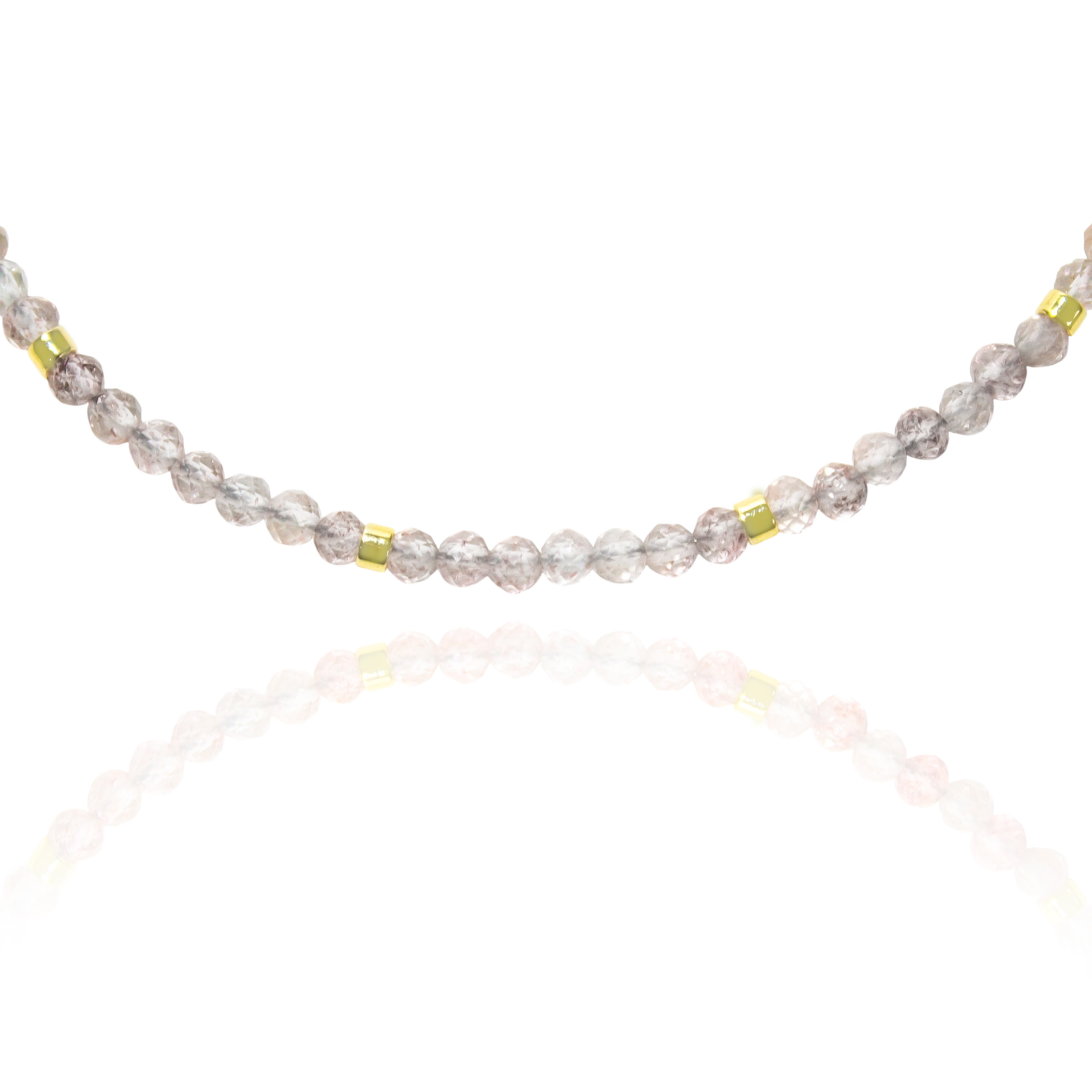 PULSERA CUARZO ROSA MOSTACILLA ENCHAPADO ORO 18K - 2
