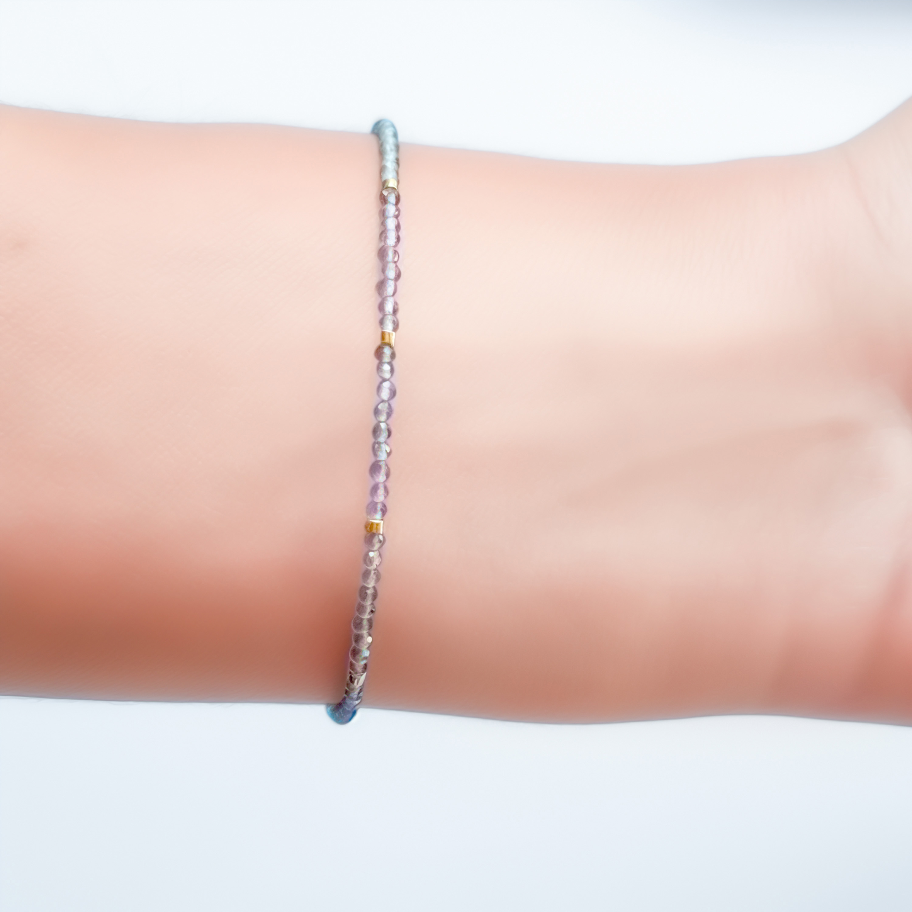 PULSERA CUARZO ROSA MOSTACILLA ENCHAPADO ORO 18K - 4