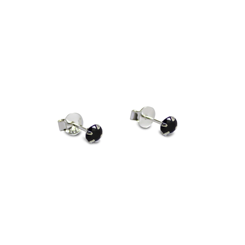 AROS CIRCÓN EN COLOR NEGRO GRIFAS 4MM PLATA FINA 925 - 1