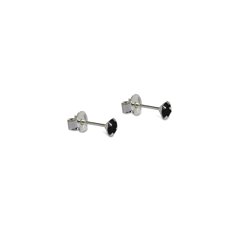 AROS CIRCÓN EN COLOR NEGRO GRIFAS 4MM PLATA FINA 925 - 2