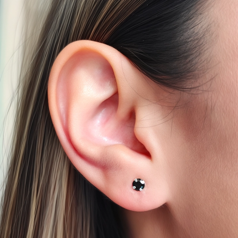 AROS CIRCÓN EN COLOR NEGRO GRIFAS 4MM PLATA FINA 925 - 5
