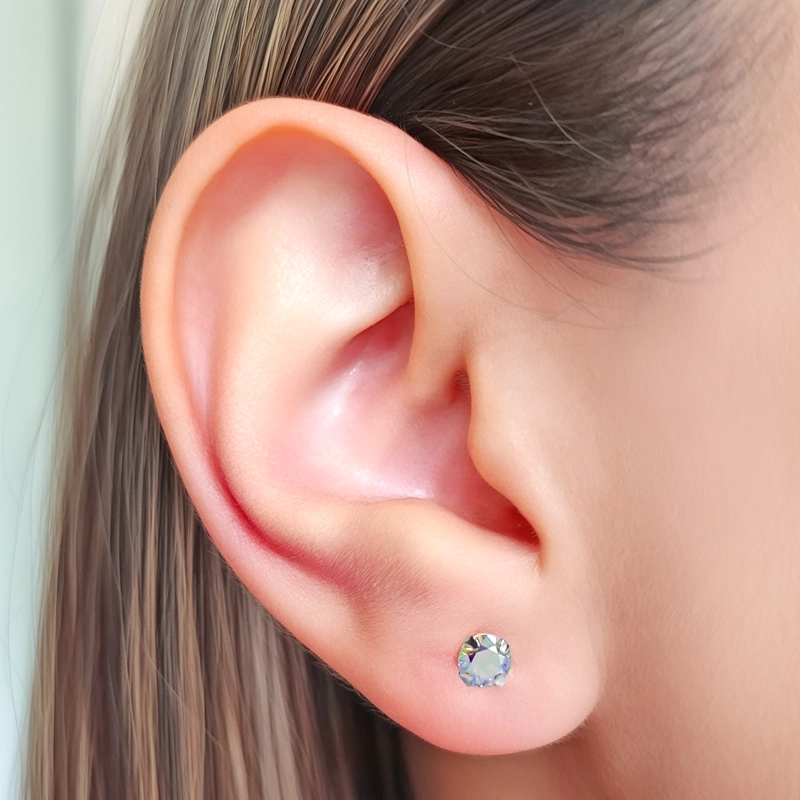 AROS CIRCON TORNASOL GRIFAS 4MM PLATA FINA 925 - 4