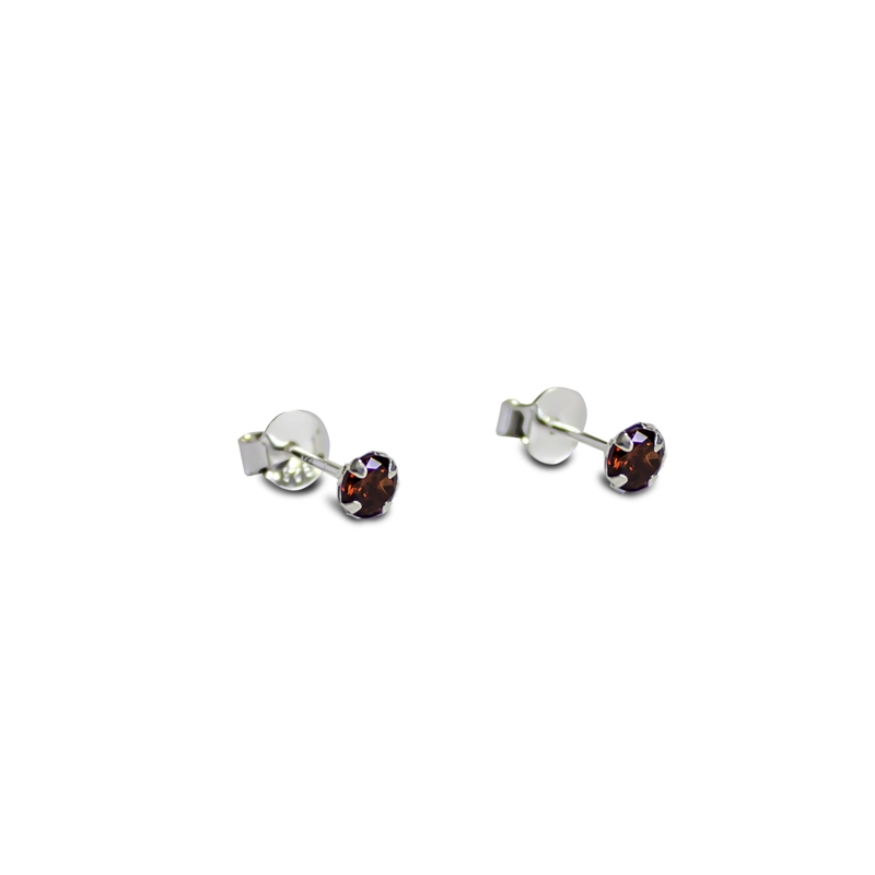 AROS CIRCÓN EN COLOR ROJO GRIFAS 4MM PLATA FINA 925 - 1