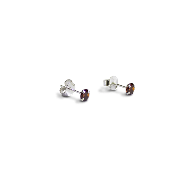 AROS CIRCÓN EN COLOR ROJO GRIFAS 4MM PLATA FINA 925 - 2