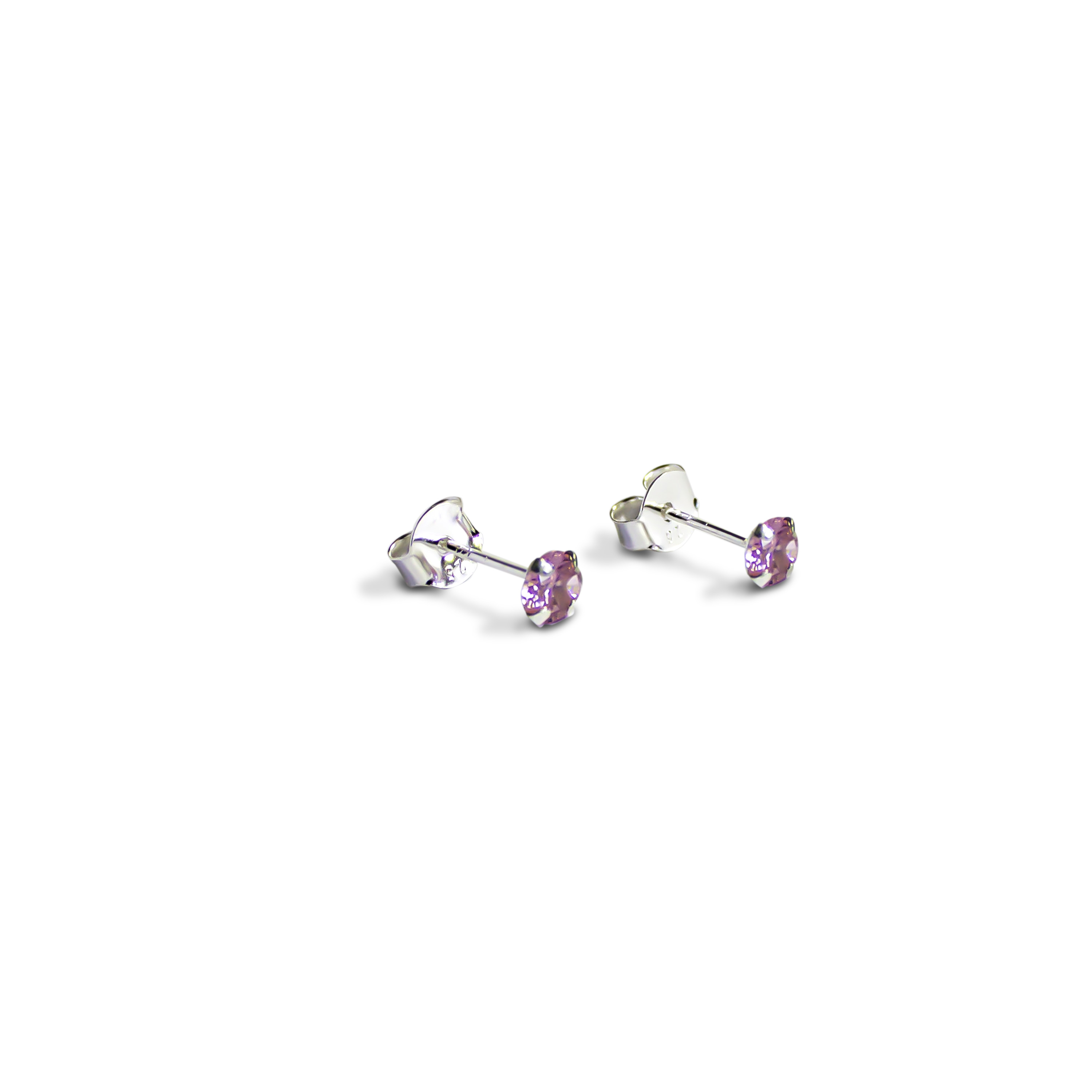 AROS CIRCON ROSADO GRIFAS 4MM PLATA FINA 925 - 1