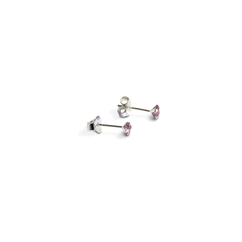 AROS CIRCON ROSADO GRIFAS 4MM PLATA FINA 925 - 2