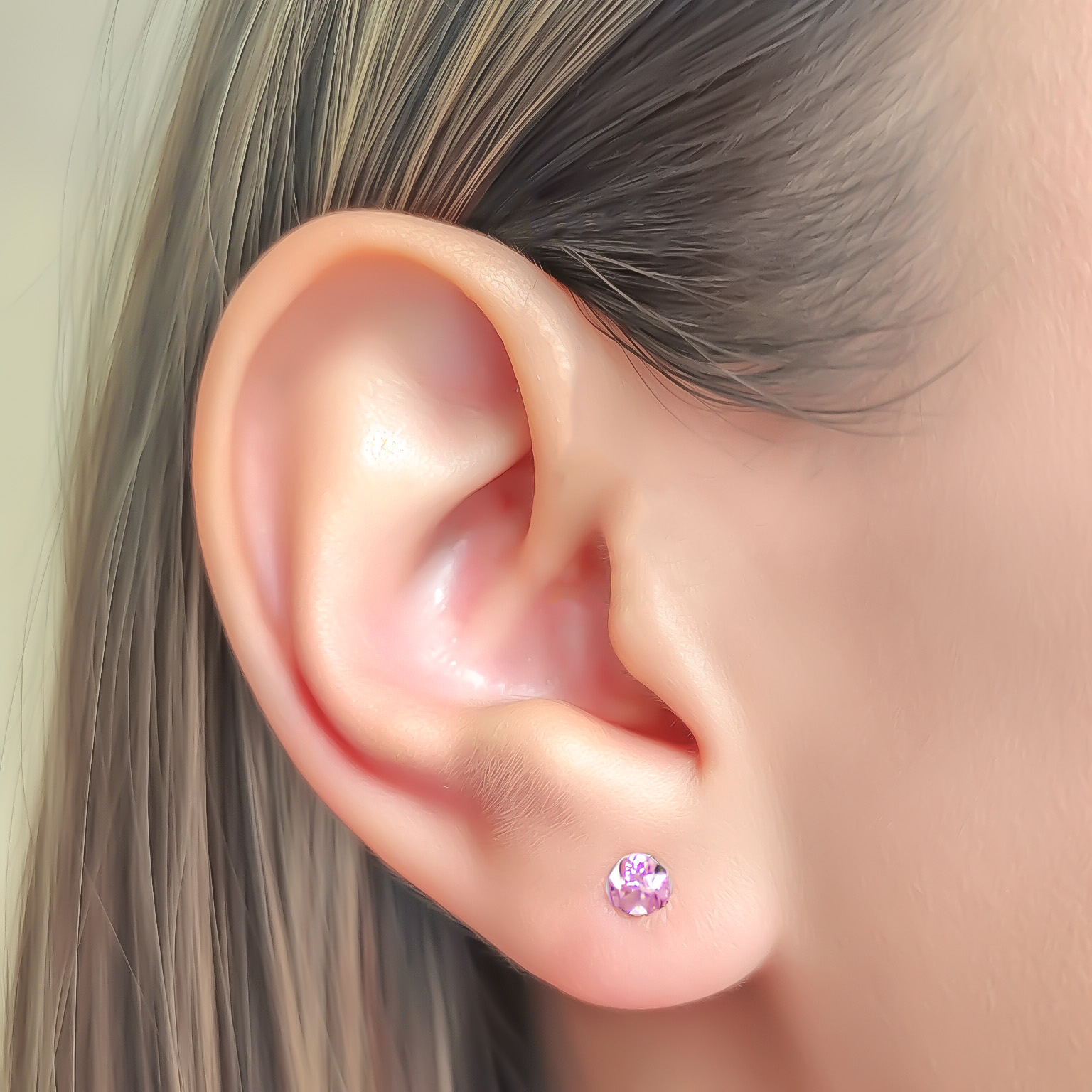 AROS CIRCON ROSADO GRIFAS 4MM PLATA FINA 925 - 4