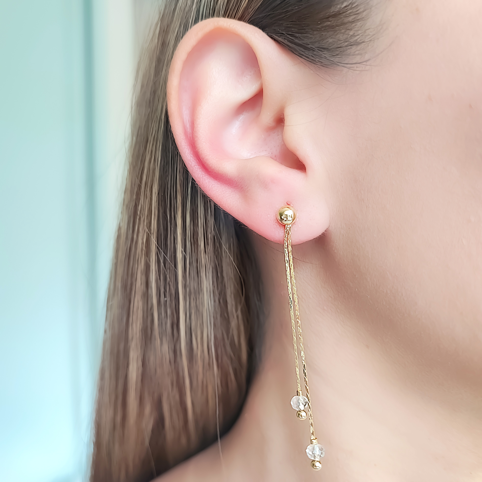 AROS JOSEFA LARGOS CRISTAL ENCHAPADO ORO 18K - 4