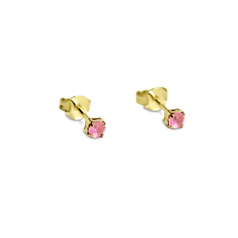 AROS CIRCON 2MM ROSADO ENCHAPADO ORO 18K - 1