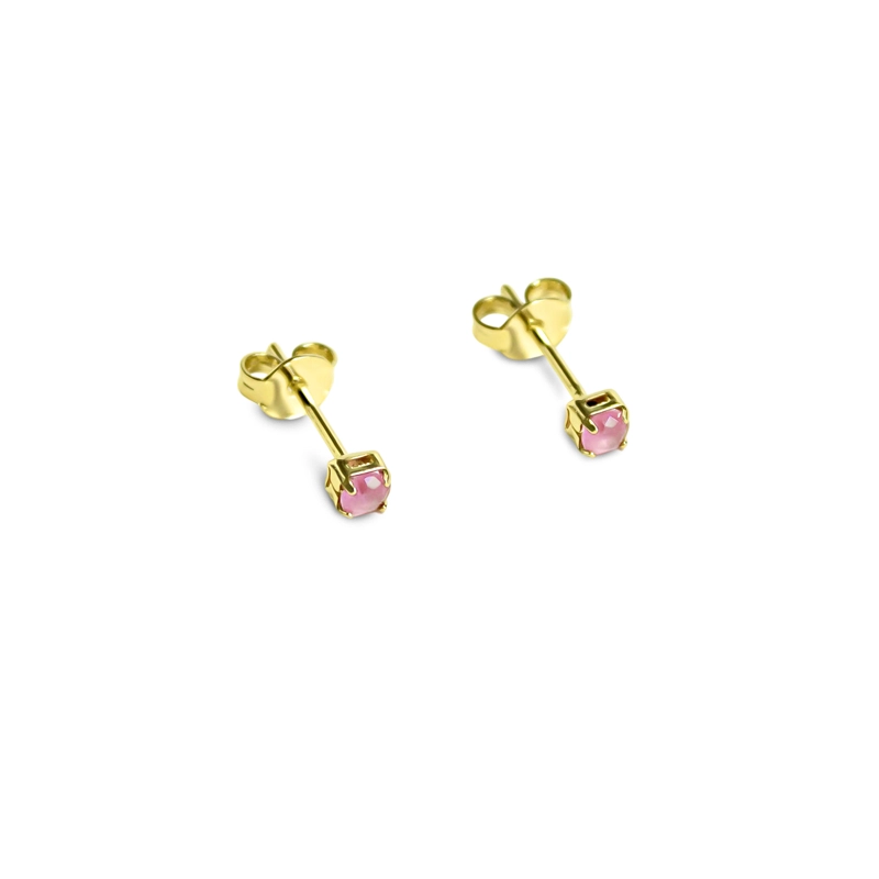 AROS CIRCON 2MM ROSADO ENCHAPADO ORO 18K - 2