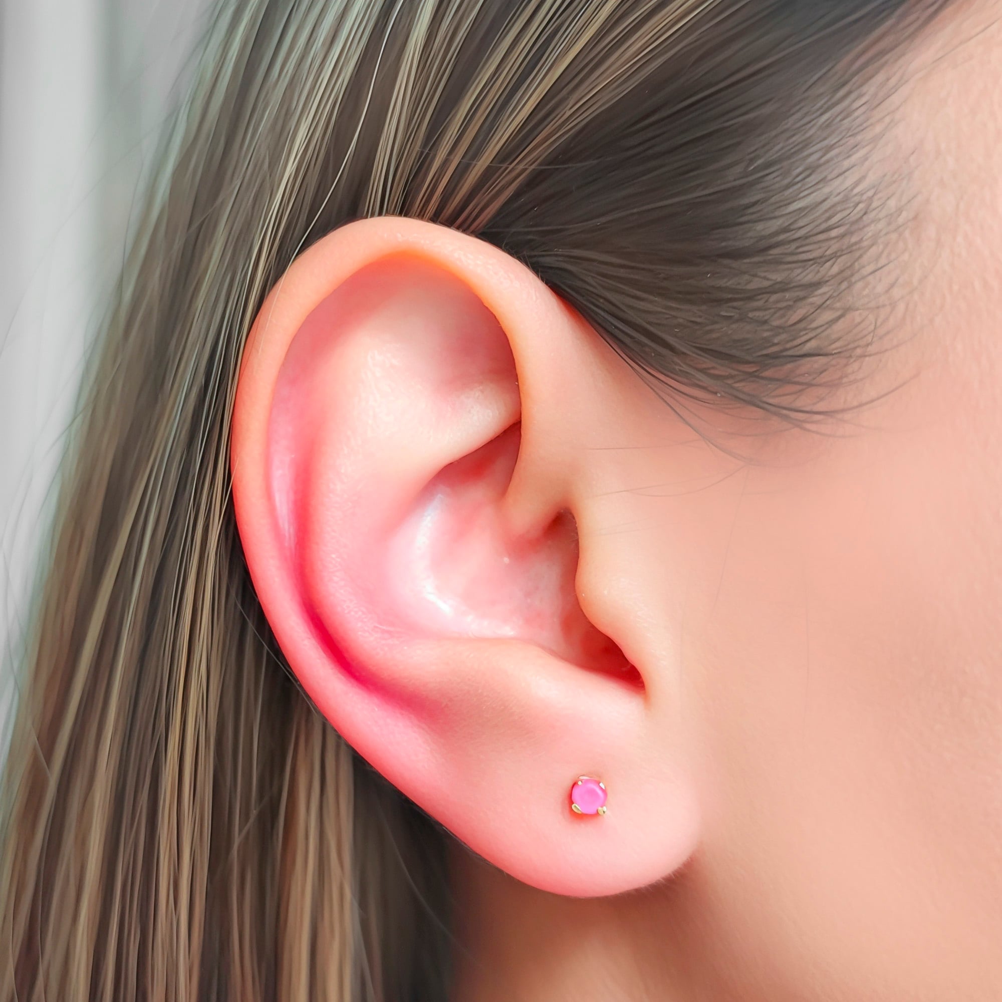 AROS CIRCON 2MM ROSADO ENCHAPADO ORO 18K - 4