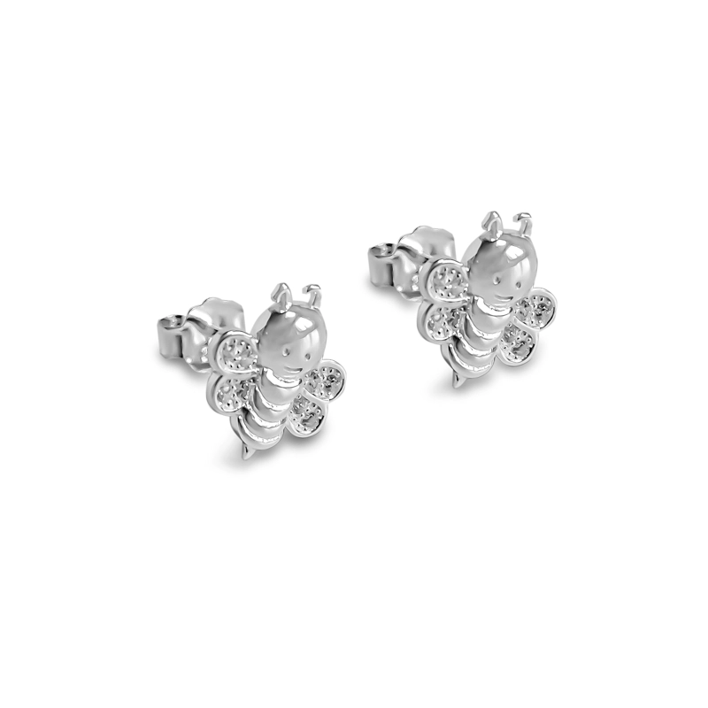 AROS ABEJA CIRCON ALA PLATA FINA 925 - 2