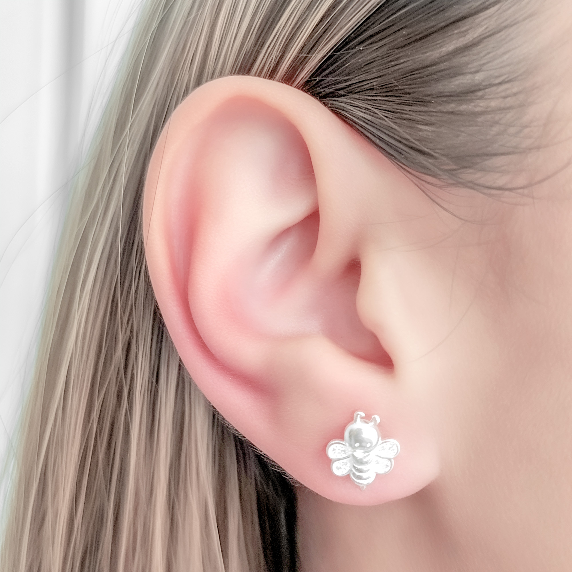 AROS ABEJA CIRCON ALA PLATA FINA 925 - 3