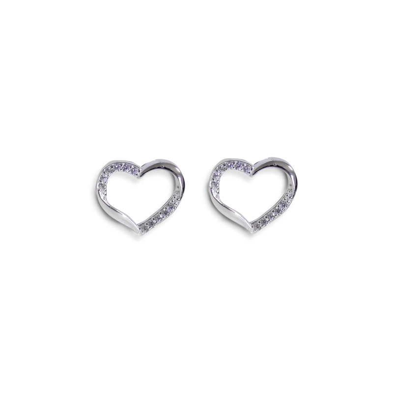 AROS AMOR CORAZON CIRCON PLATA FINA 925 - 1