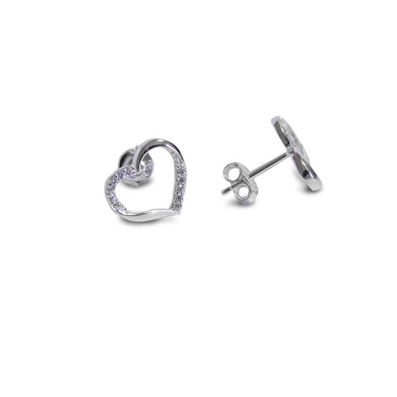 AROS AMOR CORAZON CIRCON PLATA FINA 925 - 2