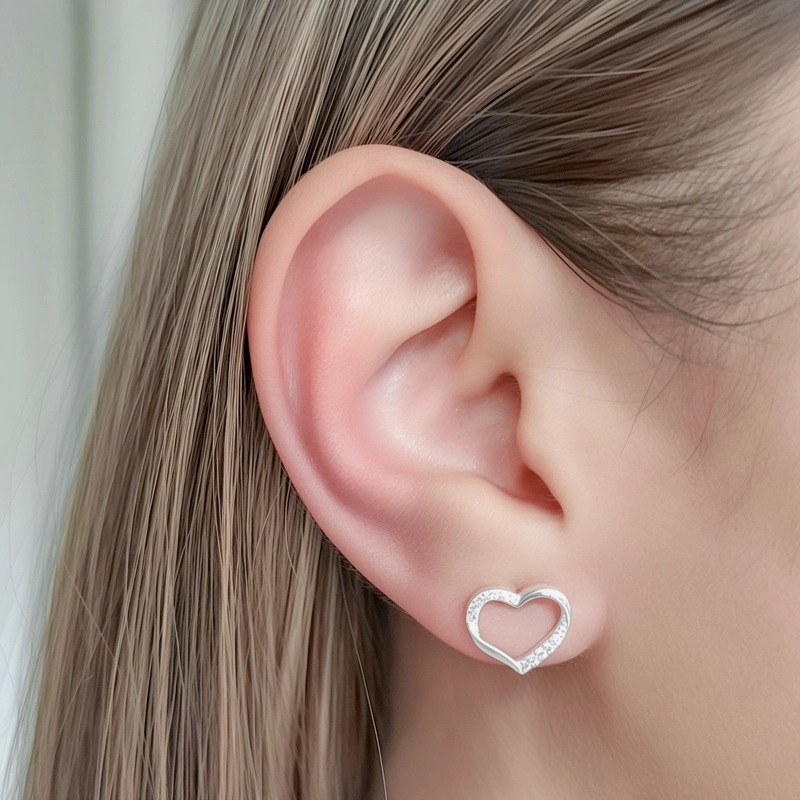 AROS AMOR CORAZON CIRCON PLATA FINA 925 - 4
