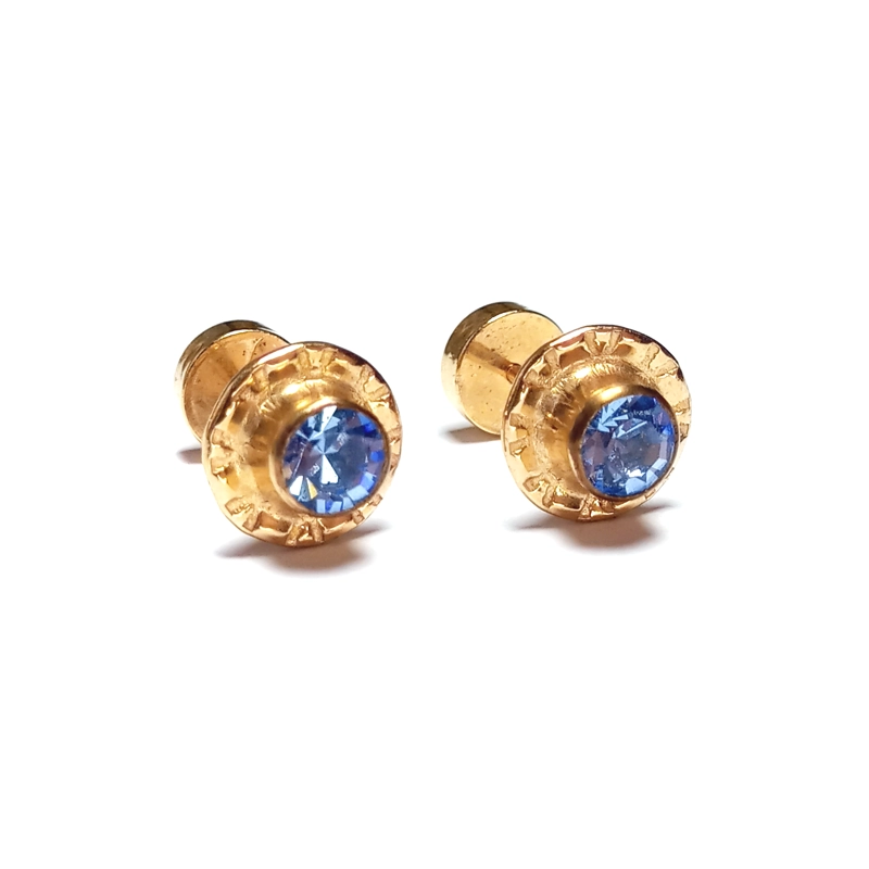 AROS ABRIDORES NIÑA CIRCON CELESTE 7MM LAMINADO ORO 18K - 1