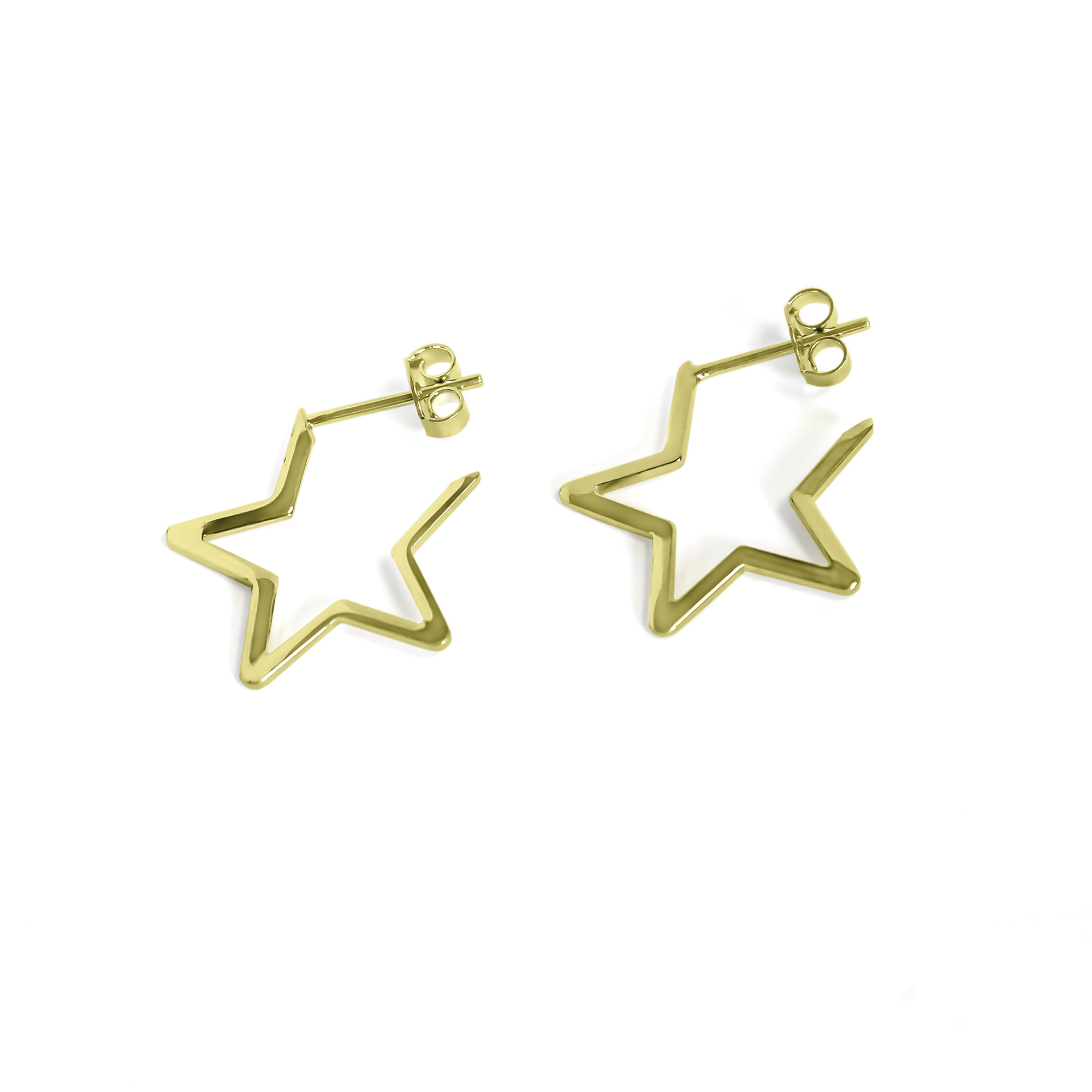 AROS ARGOLLA ESTRELLA 20MM ENCHAPADO ORO 18K - 1