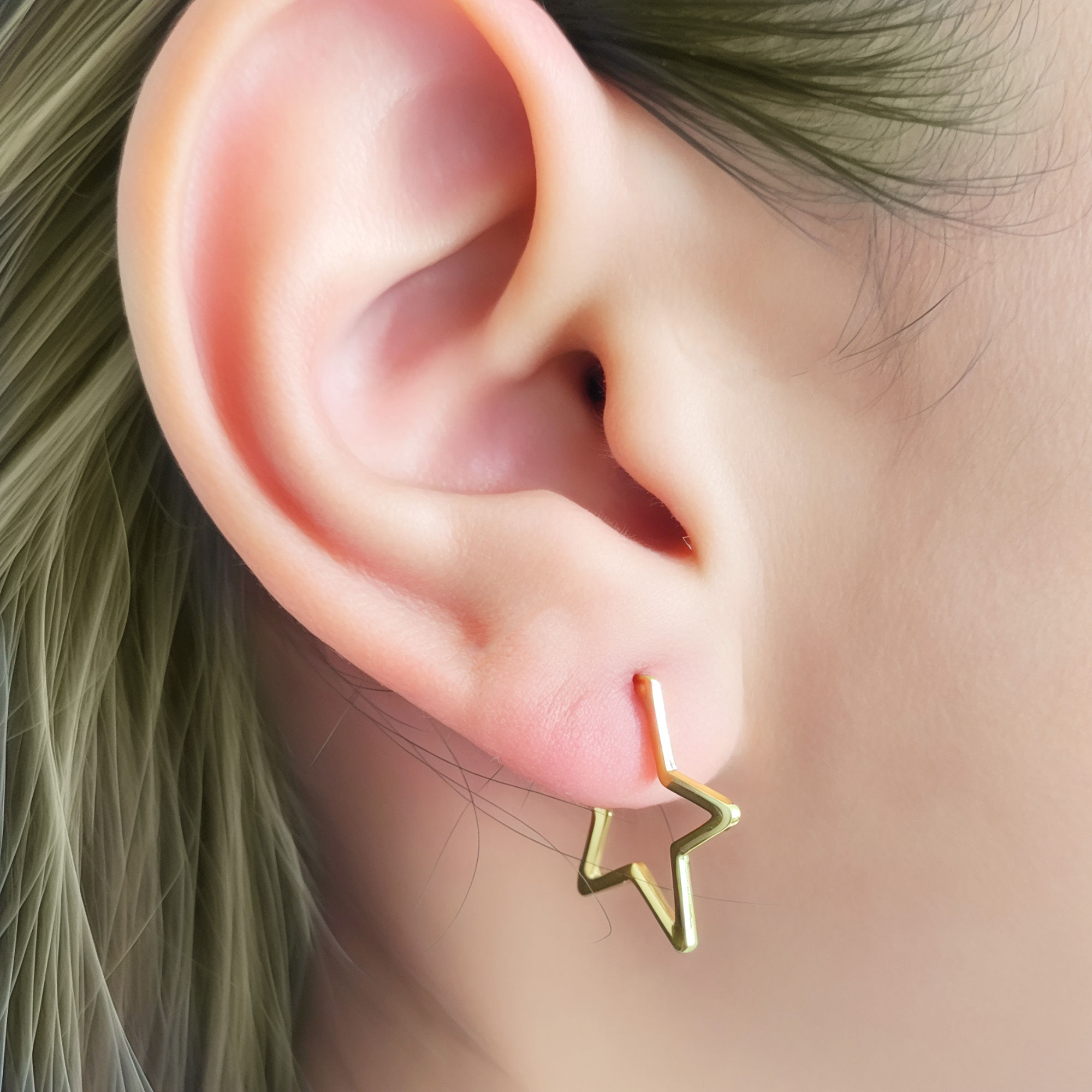 AROS ARGOLLA ESTRELLA 20MM ENCHAPADO ORO 18K - 3