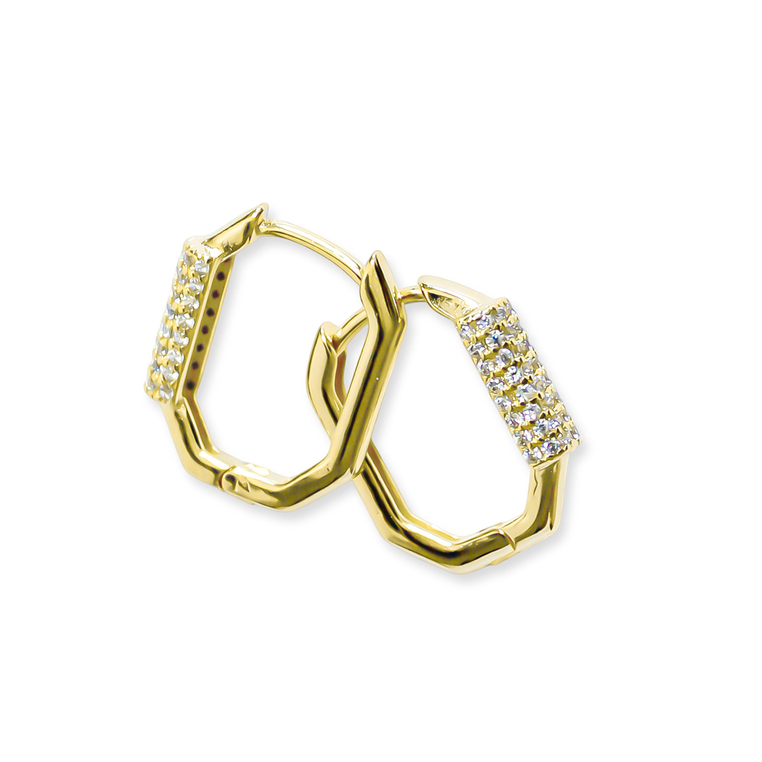 AROS ARGOLLA HEXAGONO CIRCON ENCHAPADO ORO 18K - 1