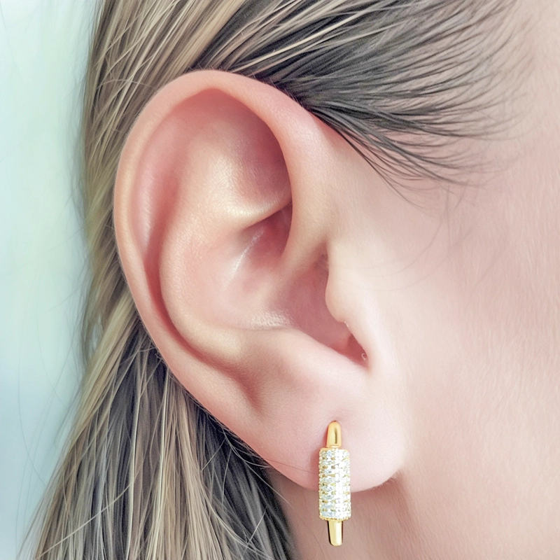 AROS ARGOLLA HEXAGONO CIRCON ENCHAPADO ORO 18K - 4