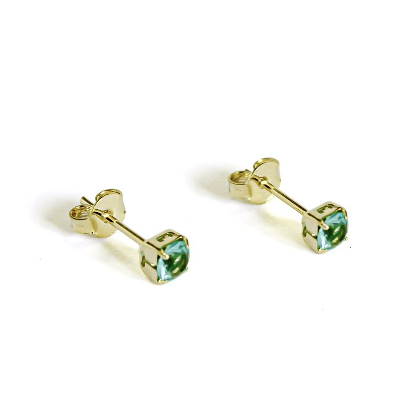 AROS CUADRADO CIRCON VERDE 4MM ENCHAPADO ORO 18K - 1