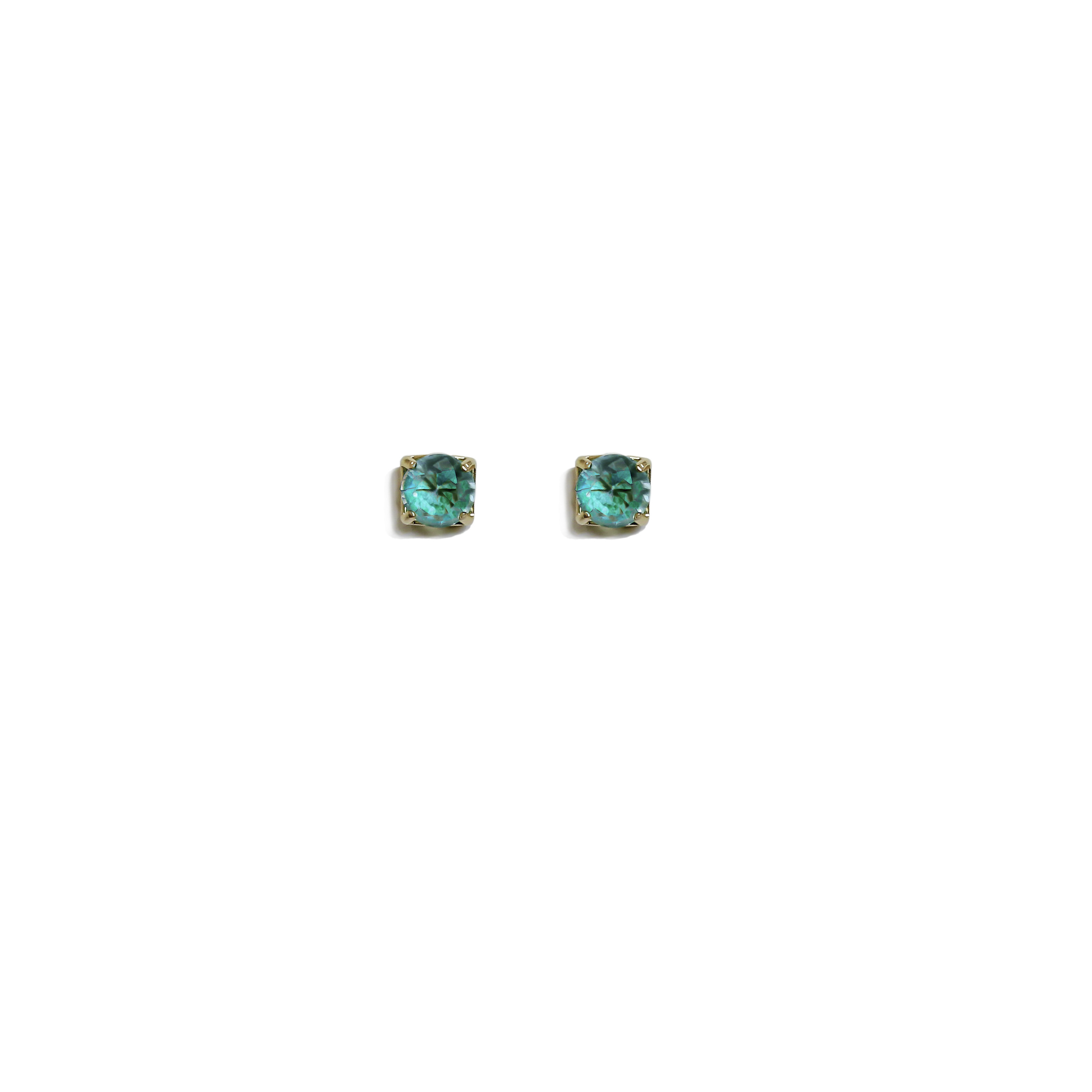 AROS CUADRADO CIRCON VERDE 4MM ENCHAPADO ORO 18K - 2
