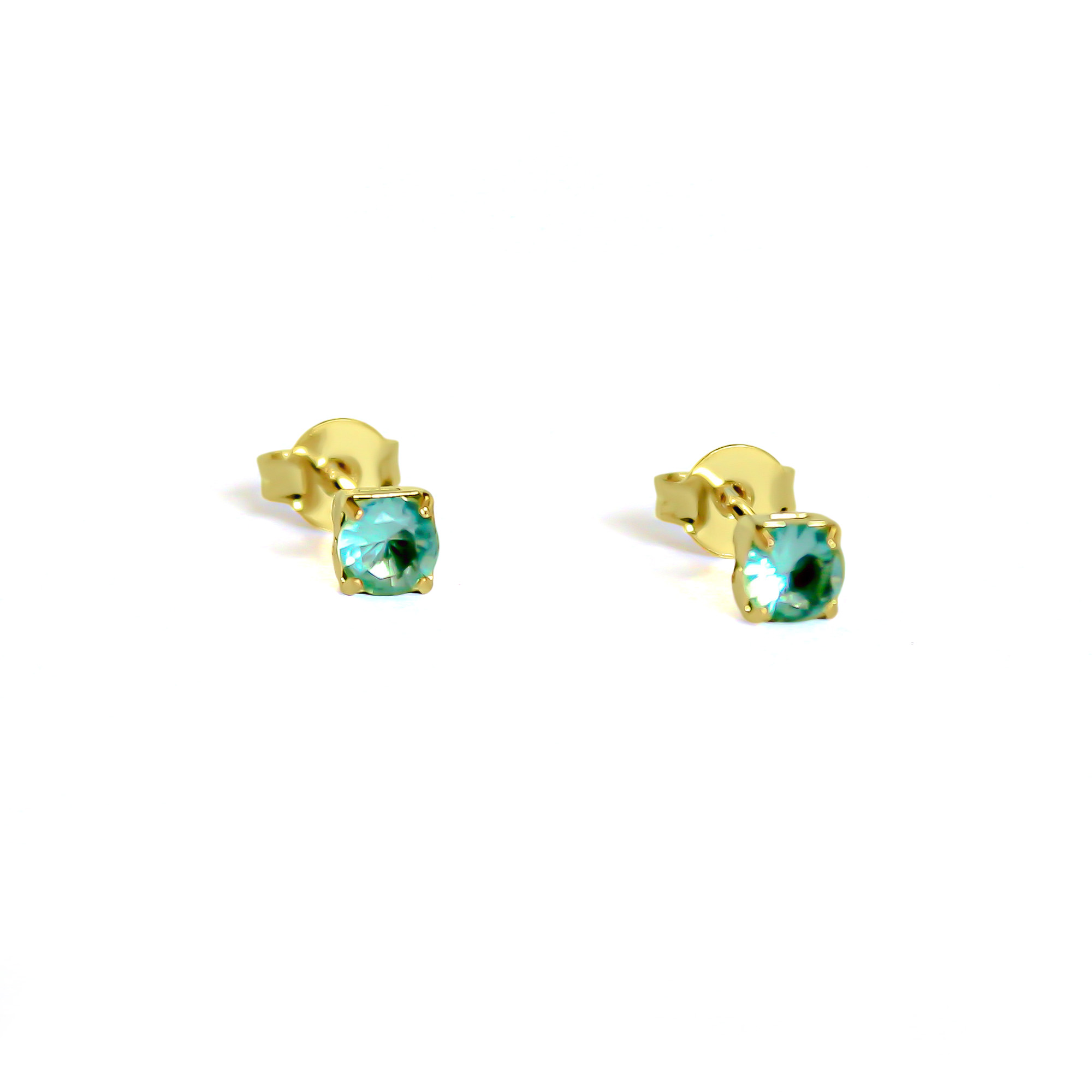 AROS CUADRADO CIRCON VERDE 4MM ENCHAPADO ORO 18K - 3