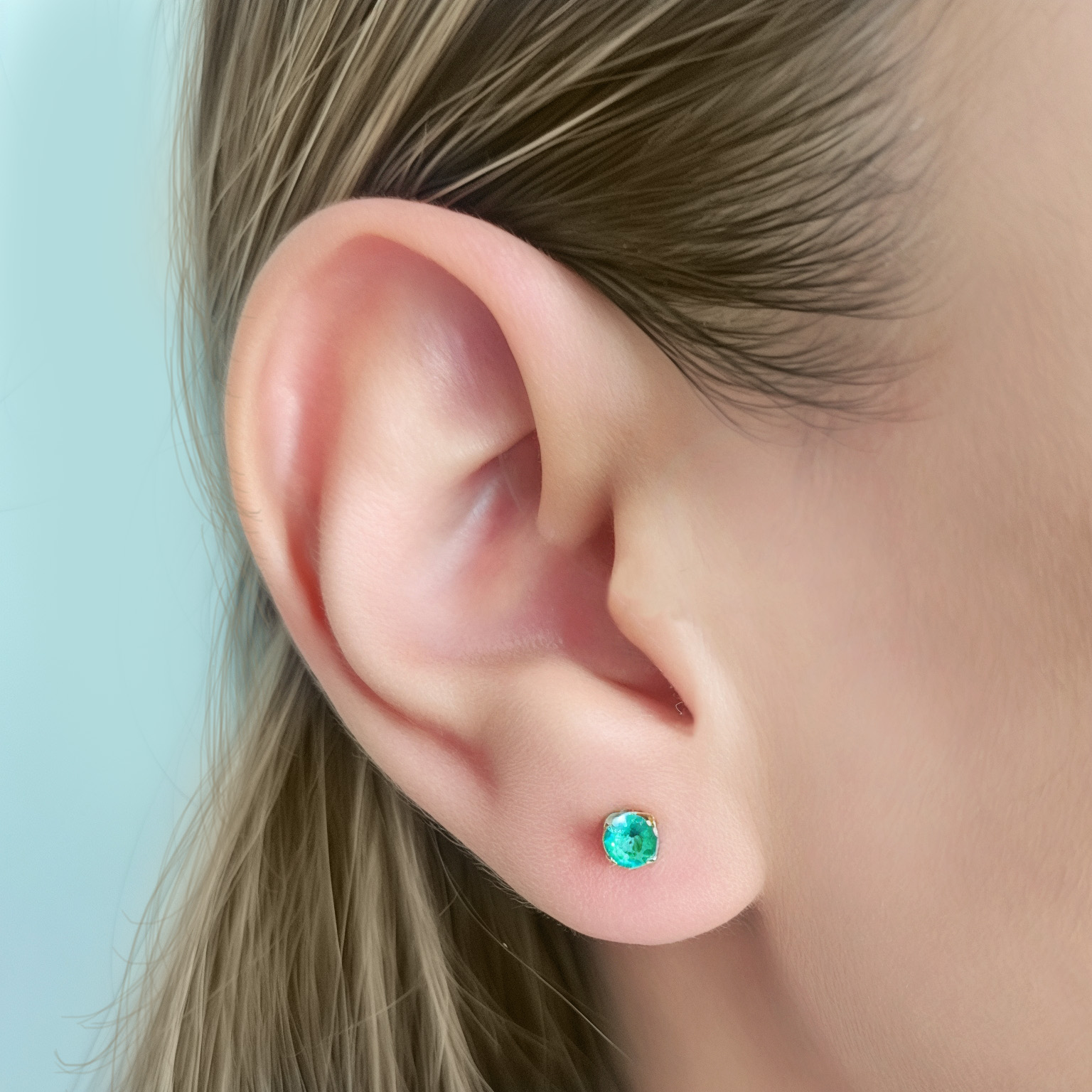 AROS CUADRADO CIRCON VERDE 4MM ENCHAPADO ORO 18K - 4