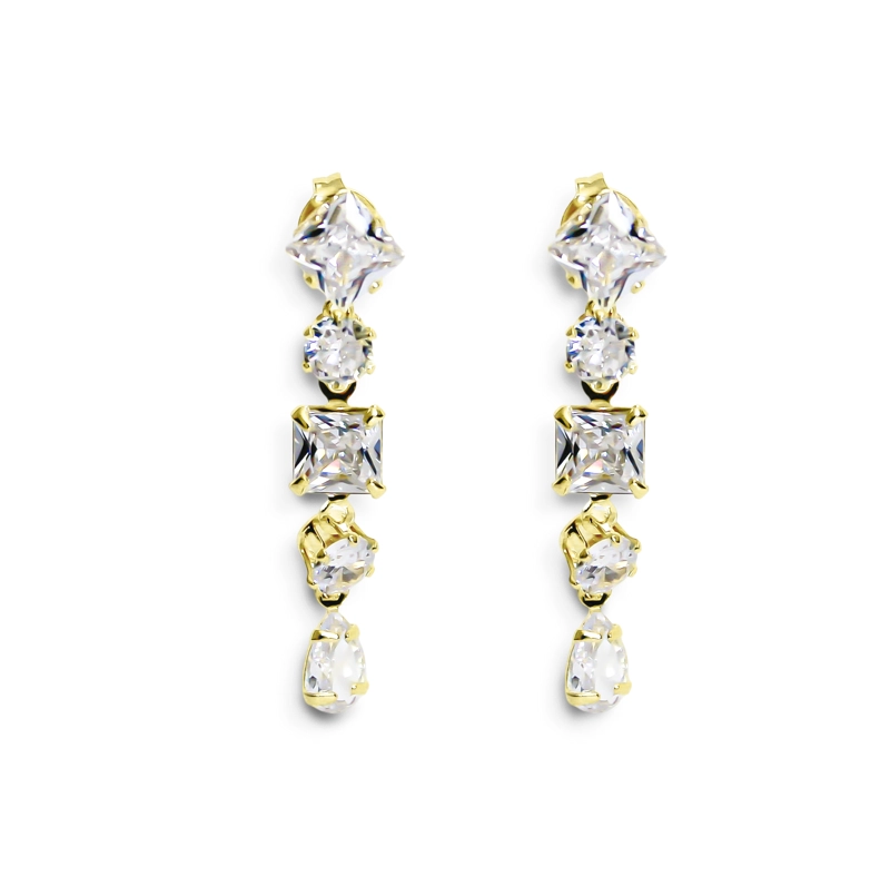 AROS NIEVES CIRCON LARGO ENCHAPADO ORO 18K - 1
