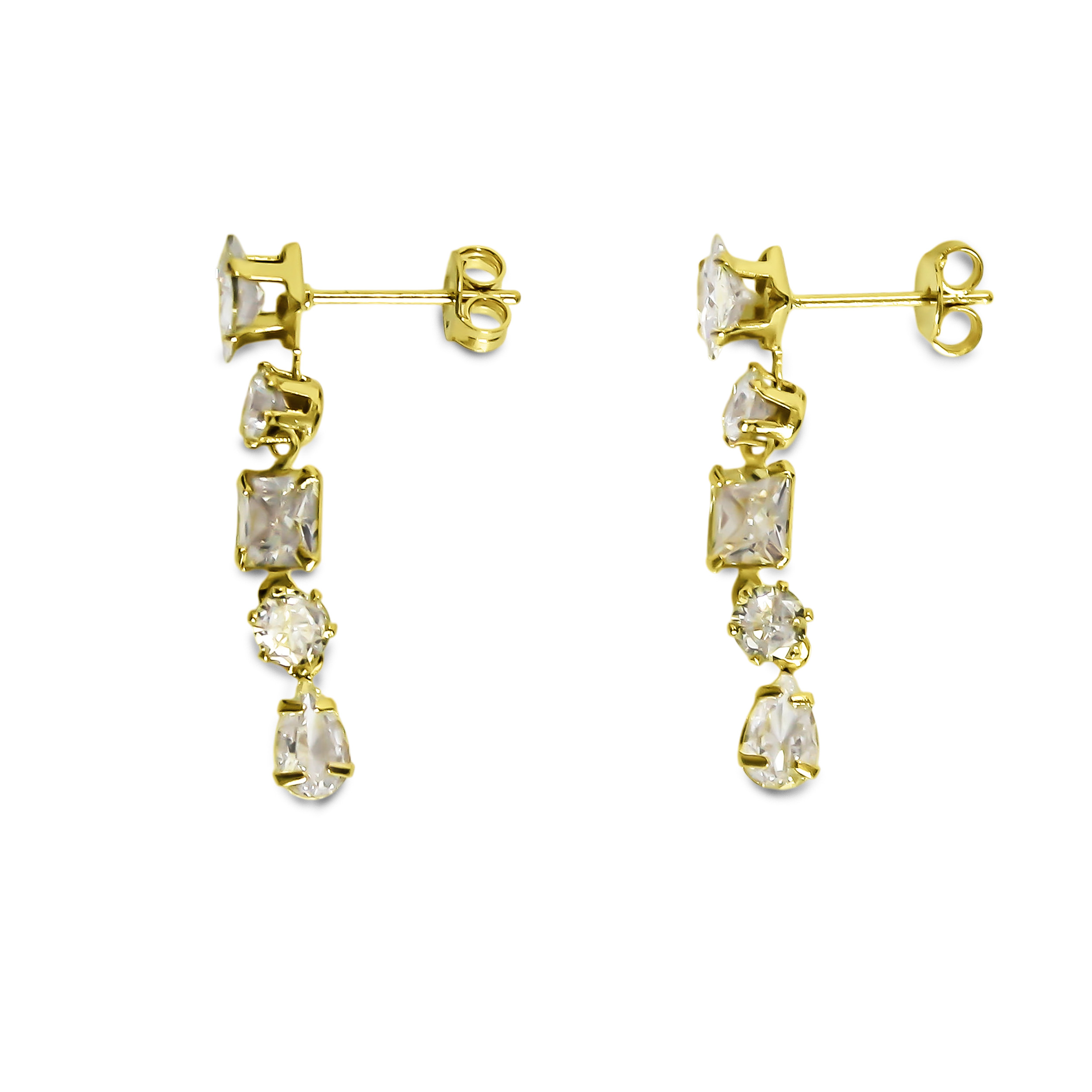 AROS NIEVES CIRCON LARGO ENCHAPADO ORO 18K - 2