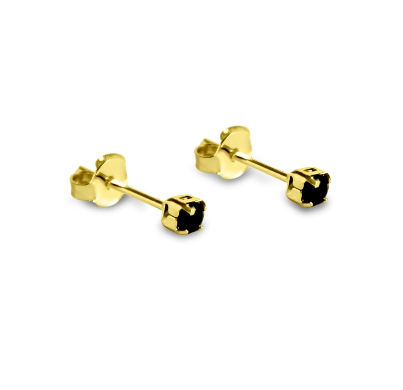 AROS CIRCÓN EN COLOR NEGRO 2MM ENCHAPADO ORO 18K - 1