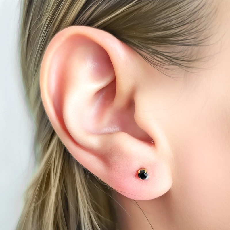 AROS CIRCÓN EN COLOR NEGRO 2MM ENCHAPADO ORO 18K - 6